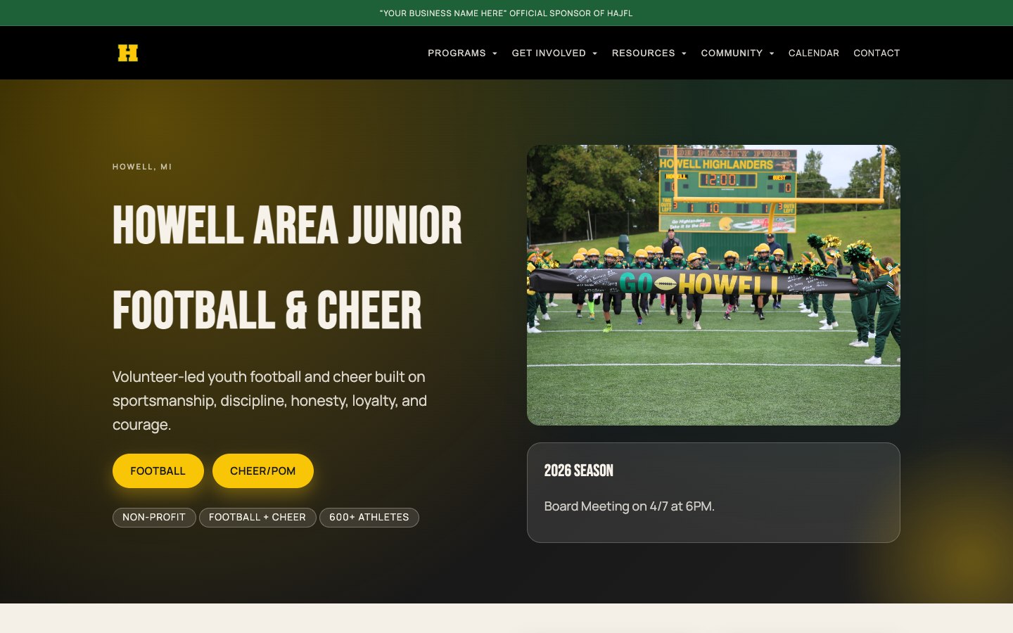 Homepage snapshot of HAJFL