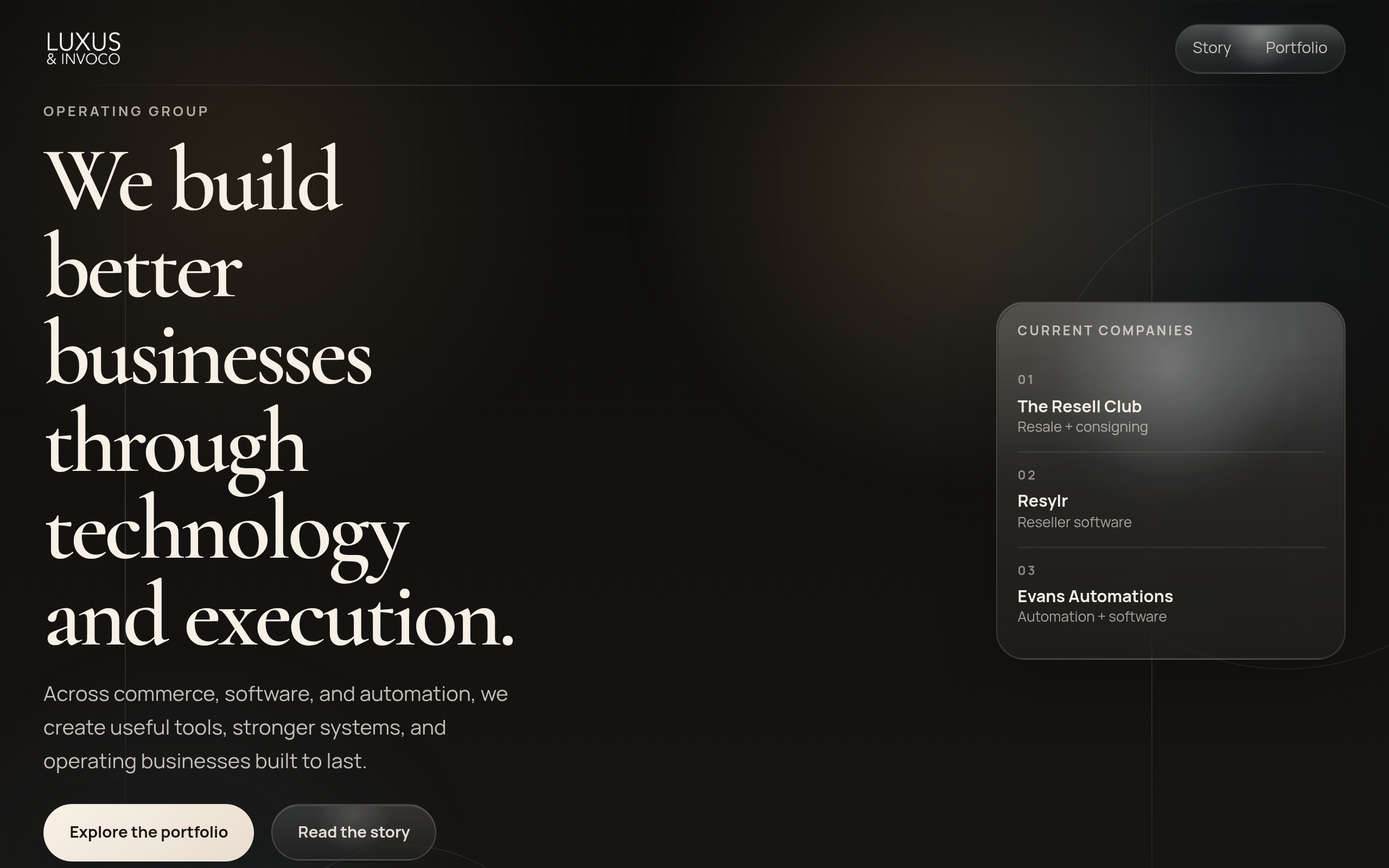 Homepage screenshot of Luxus & Invoco